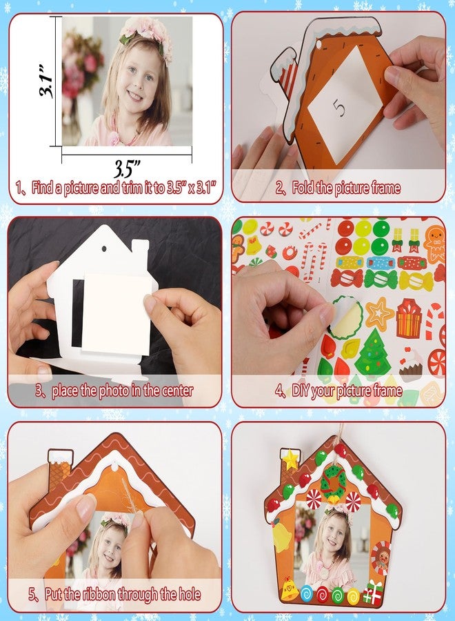 80UncleKimby 56Pcs Christmas Gingerbread House Picture Frame Crafts Kit - DIY Xmas Photo Ornaments Bulk Decorations for Winter Holiday Party Supplies Decor（Assembly Needed） - Image 4